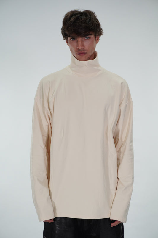 MAGLIA BEIGE COLLO ALTO